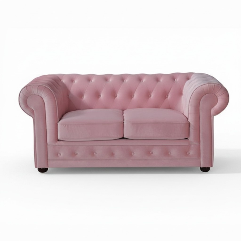Rosa Chesterfield Sofa Couch Polster Stoff Leder Couchen Polster