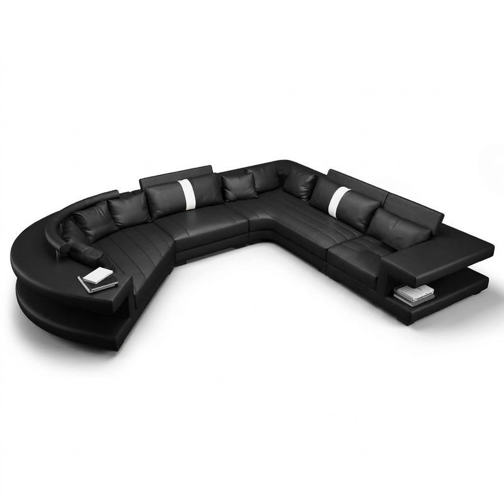 Designer Wohnlandschaft Couch Sofa Polster Eckcouch Garnitur Ledersofa mit USB