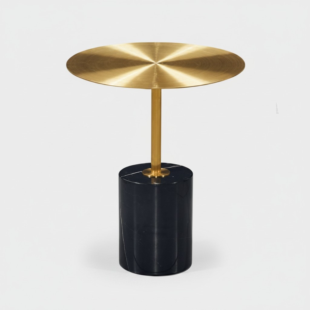 Runder Schwarz-Goldener Beistelltisch Designer Wohnzimmer Möbel Tische