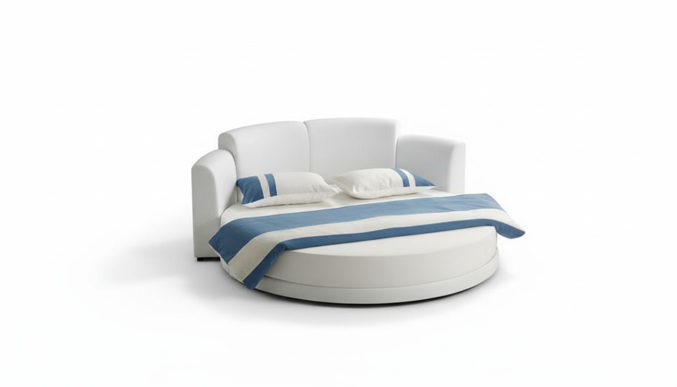 Rundes Bett LED Licht Moderne Schlafzimmer 180x200 Rundbetten Betten Ehebett