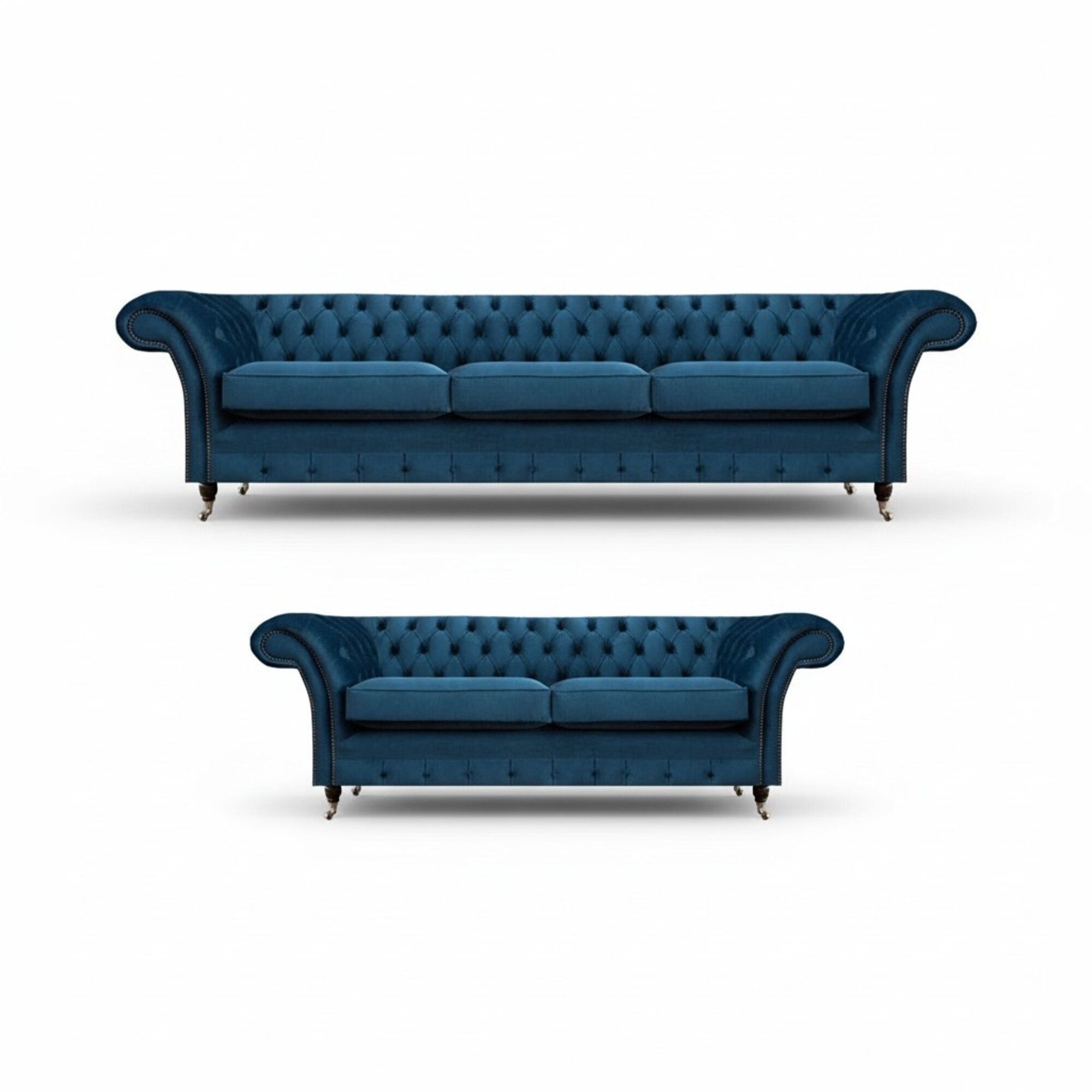 Schicke Chesterfield Sitzmöbel Designer 3-Sitzer Moderner Zweisitzer 2tlg