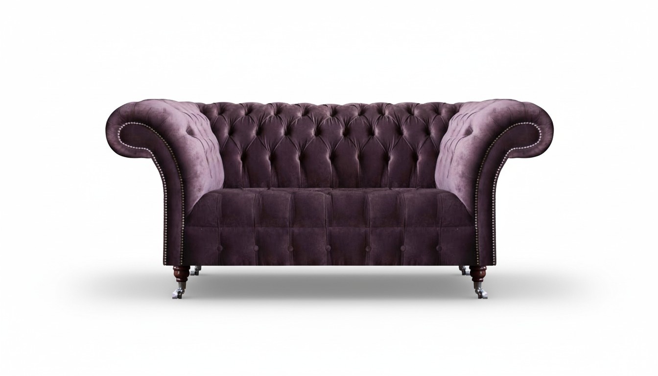 Schicker Chesterfield Lila Dreisitzer Wohnzimmer Polstercouch Edle Möbel