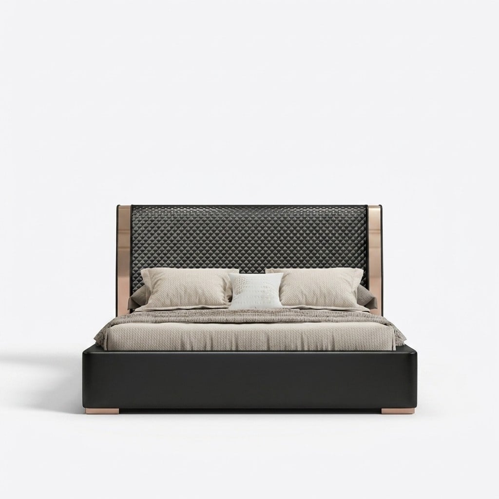 Schlafzimmer Betten Graues Lederbett Moderne Möbel Holzgestell Betten