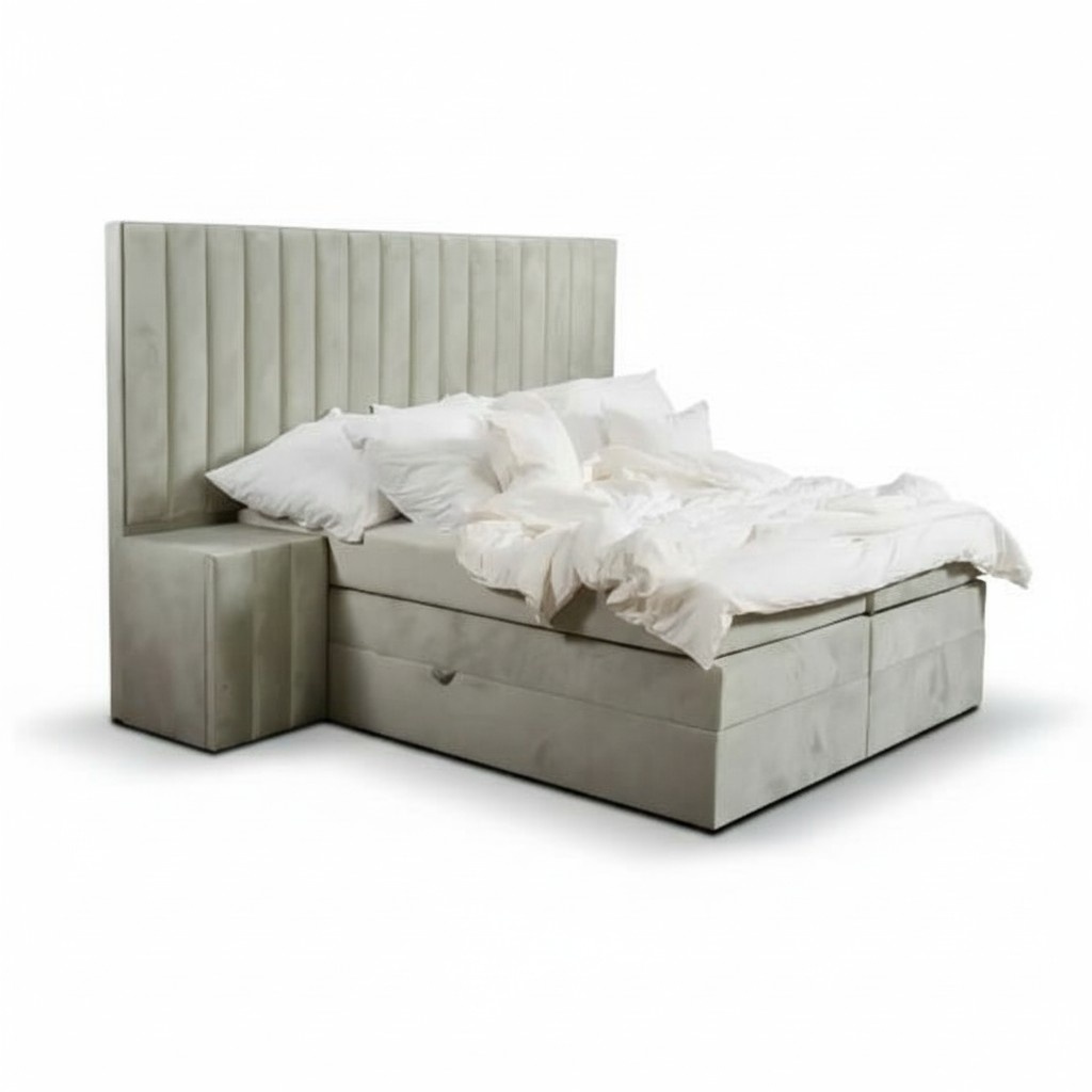 Schlafzimmer Doppelbett Bett 180сm Matratze Beige moderner Stil Holz