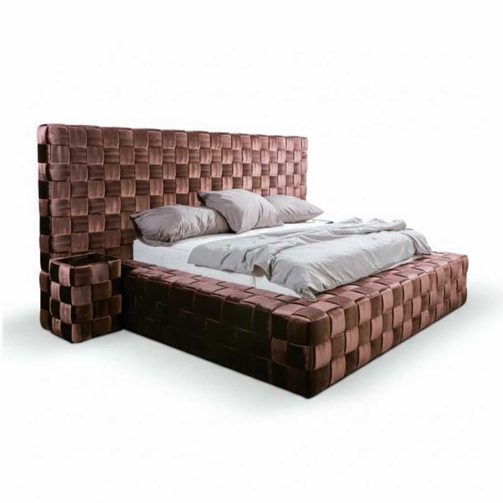 Schlafzimmer Doppelbett Bett 180сm Matratze Braun moderner Stil Holz