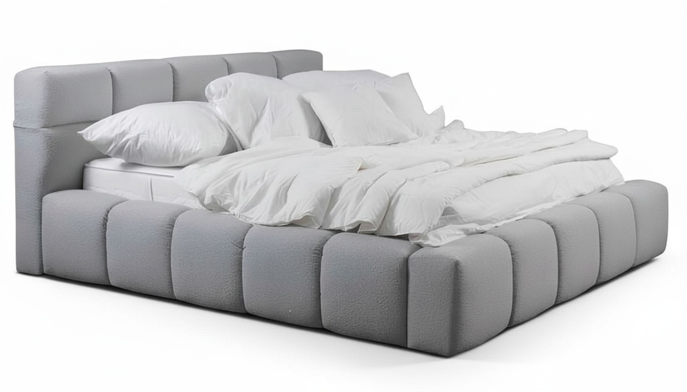 Schlafzimmer Doppelbett Bett 180сm Matratze Grau moderner Stil Holz