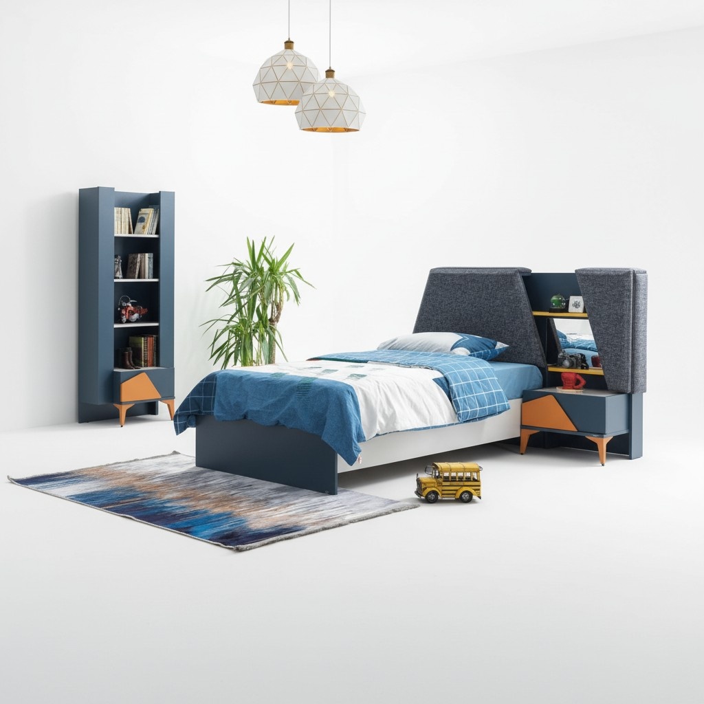 Stylisches Jugendzimmer Set in Blau für Kinder