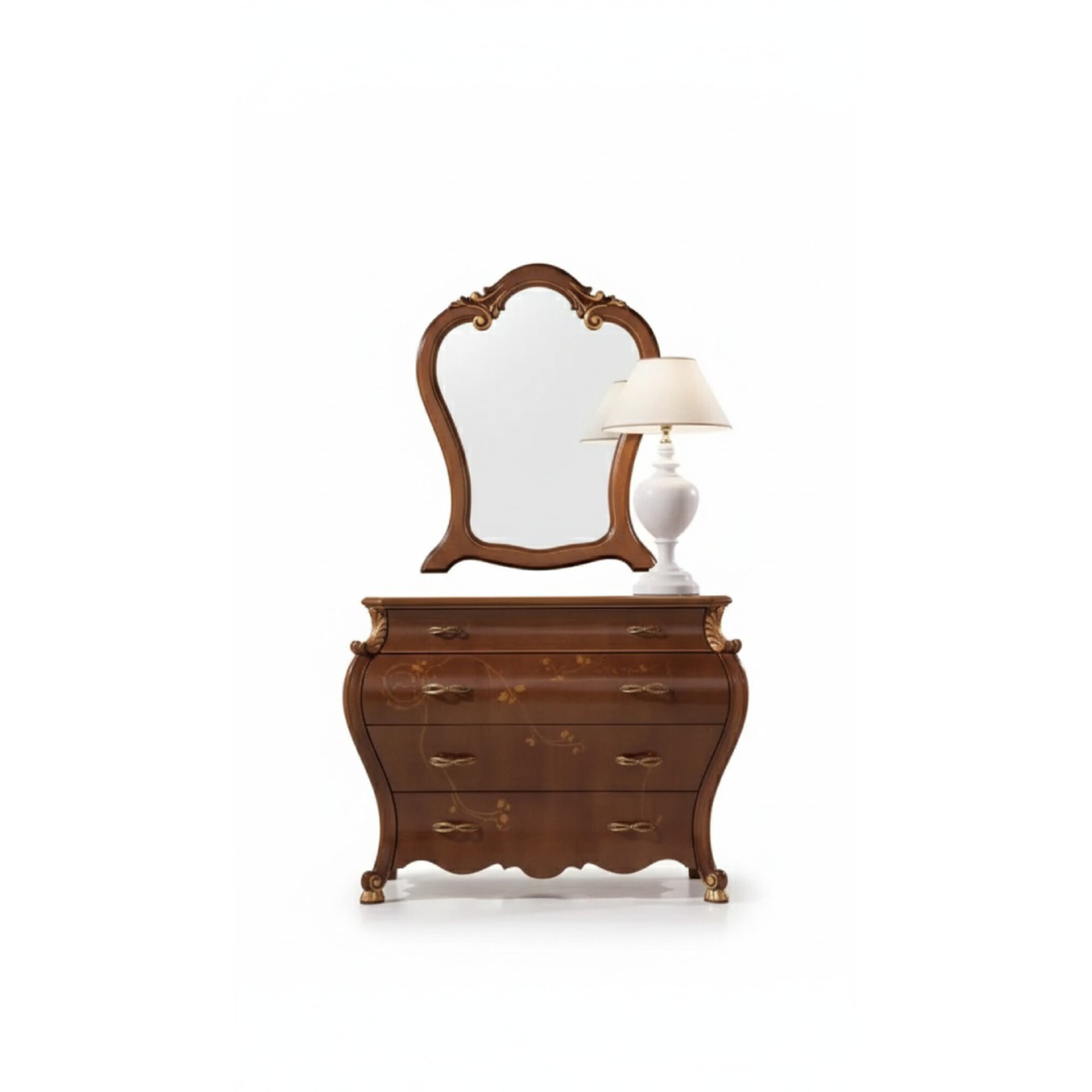 Schlafzimmer Spiegel Kommode Holz Klassisches Design Luxus Braun Neu