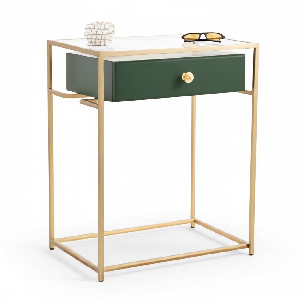 Schmaler Konsolentisch – zeitlos, elegant Beistelltisch Gold Grün
