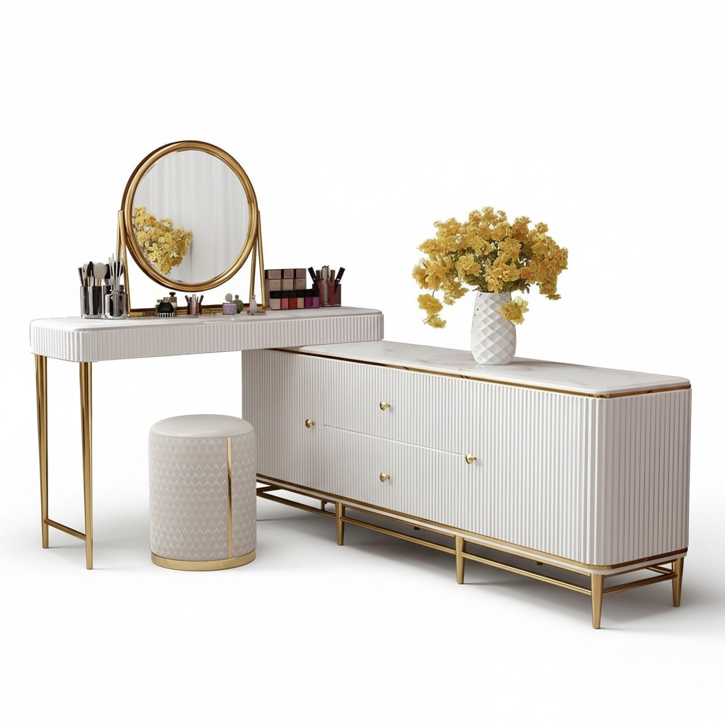 Schminktisch Spiegel Hocker Komplett Kommode Schlafzimmer Moderne