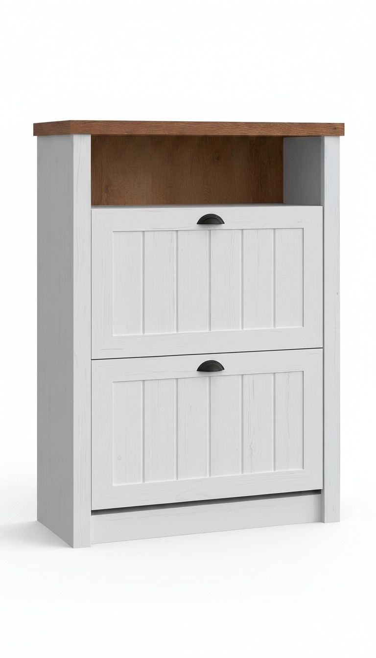 Schuhschrank mit Klappen Schuhkippschrank Kommode Doppelfach Schuhmöbel