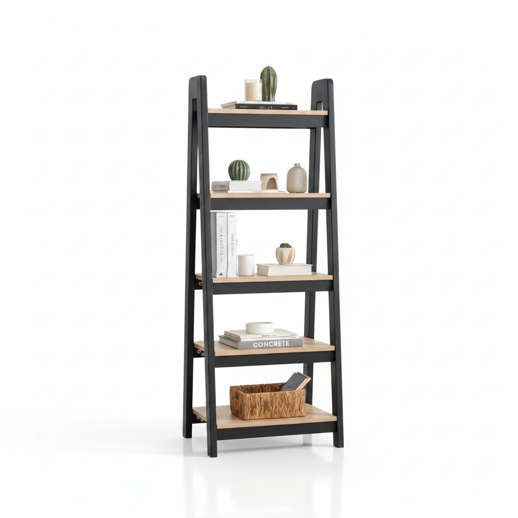 Schwarz-Brauner Bücherregal Designer Wandregal Büro Aktenregalständer