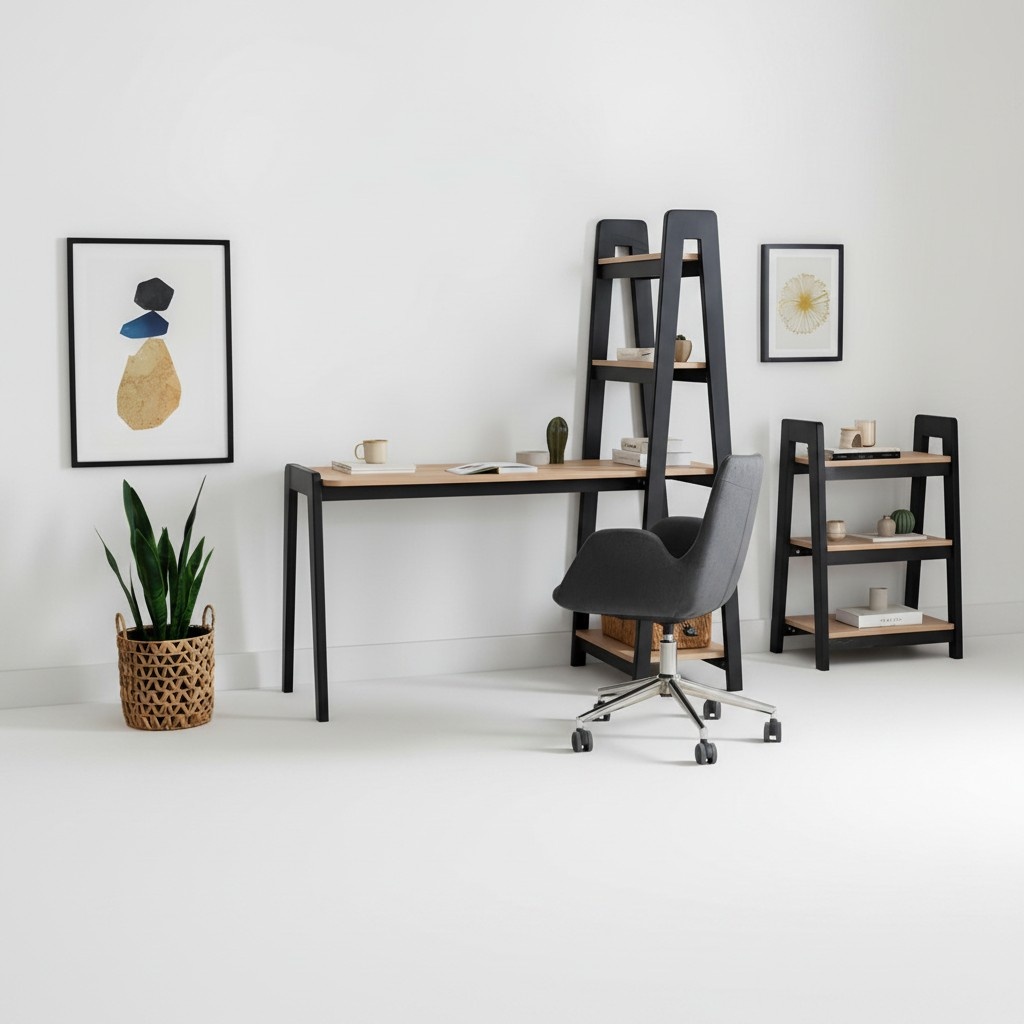 Schwarz-Brauner Kompakter Laptoptisch Designer Schreibtisch Luxus Möbel