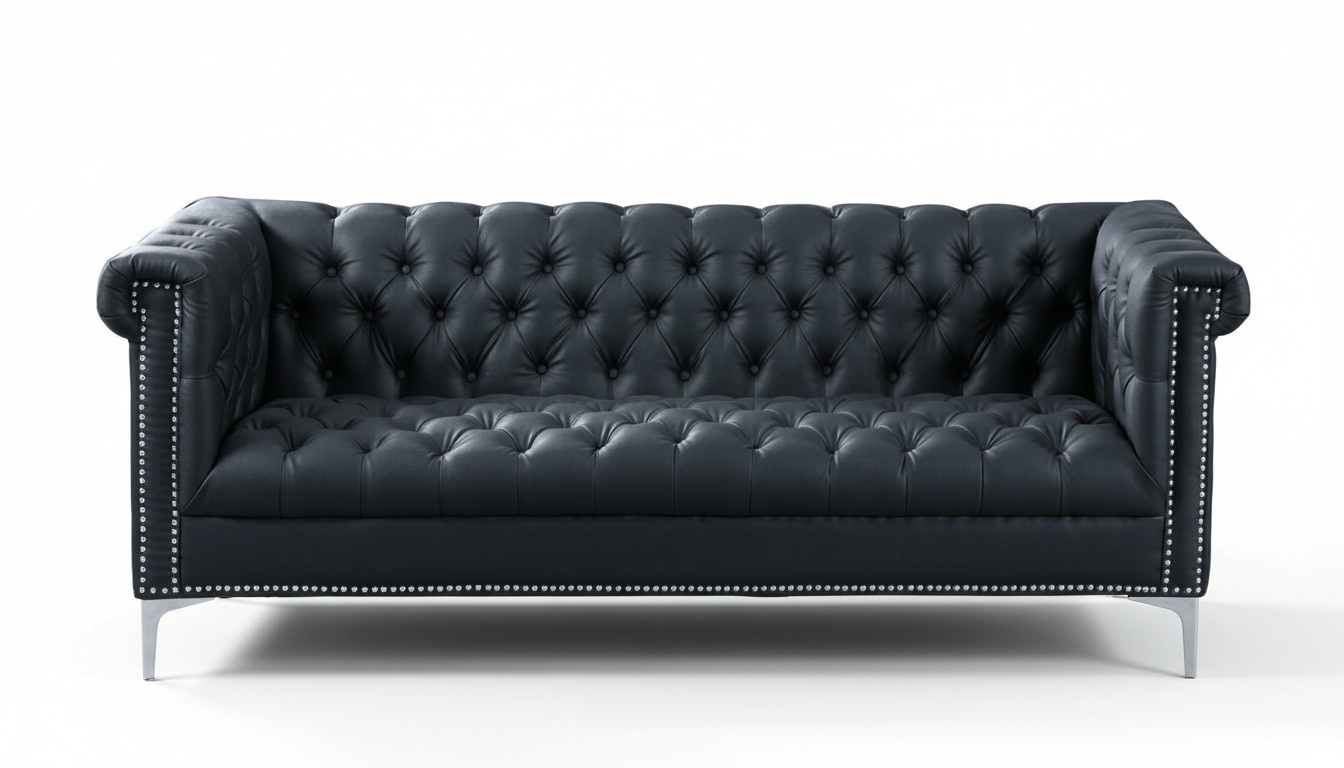 Schwarz Dreisitzer Chesterfield Modern Design Couchen Leder Sofa Designer Möbel