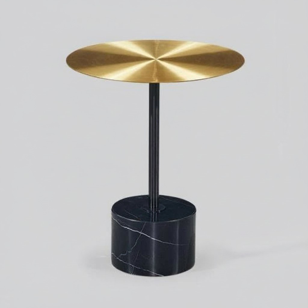 Schwarz-Goldener Beistelltisch Runder Ablagetisch Wohnzimmer Tische Neu