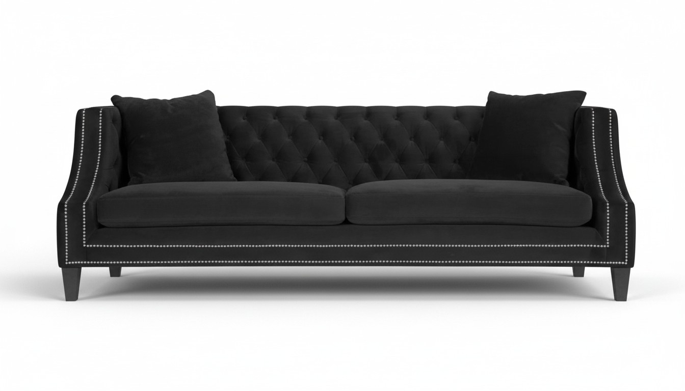 Schwarz Luxus Sofa Zweisitzer Couch Chesterfield Wohnzimmer Polstermöbel