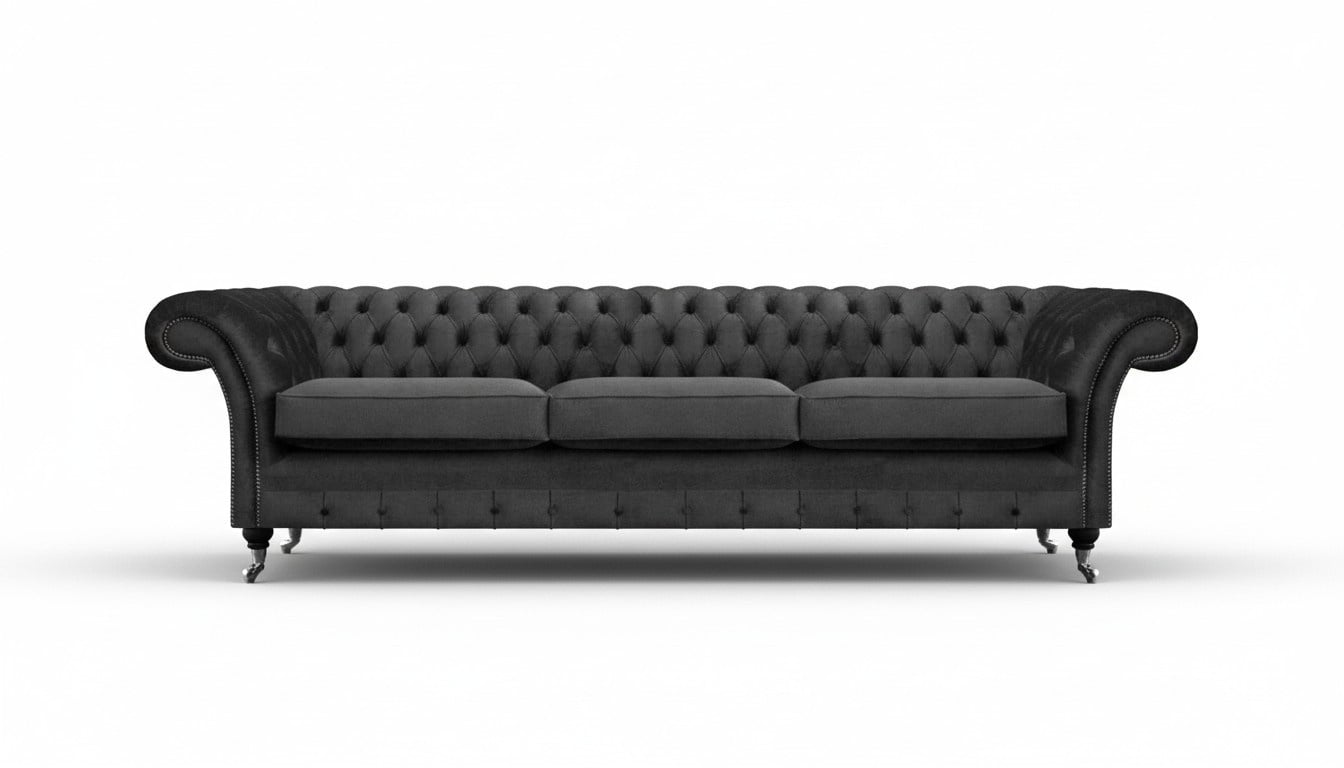 Schwarz Möbel Wohnzimmer Sofa Dreisitze Couch Chesterfield Neu Polstermöbel