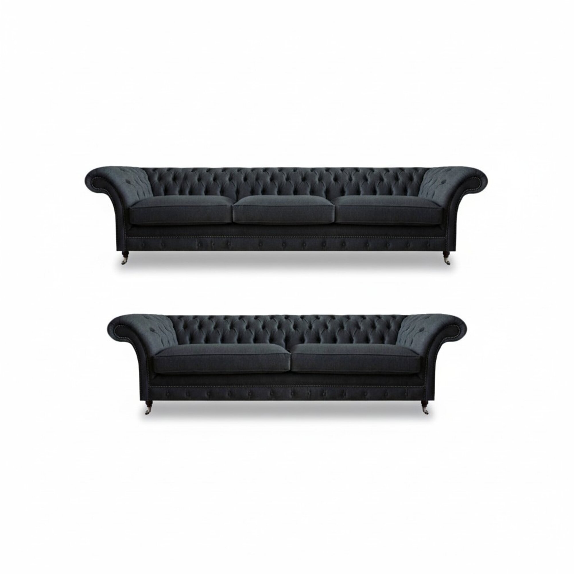 Schwarze Chesterfield Couchgarnitur Modernes Komplettes Textil Sitzset