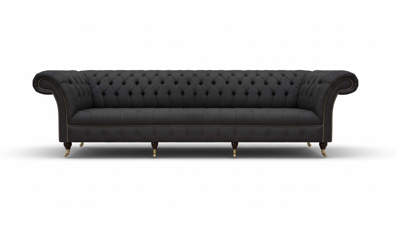 Schwarze Chesterfield Polstercouch Exklusive Wohnzimmer Couch 4-Sitzer