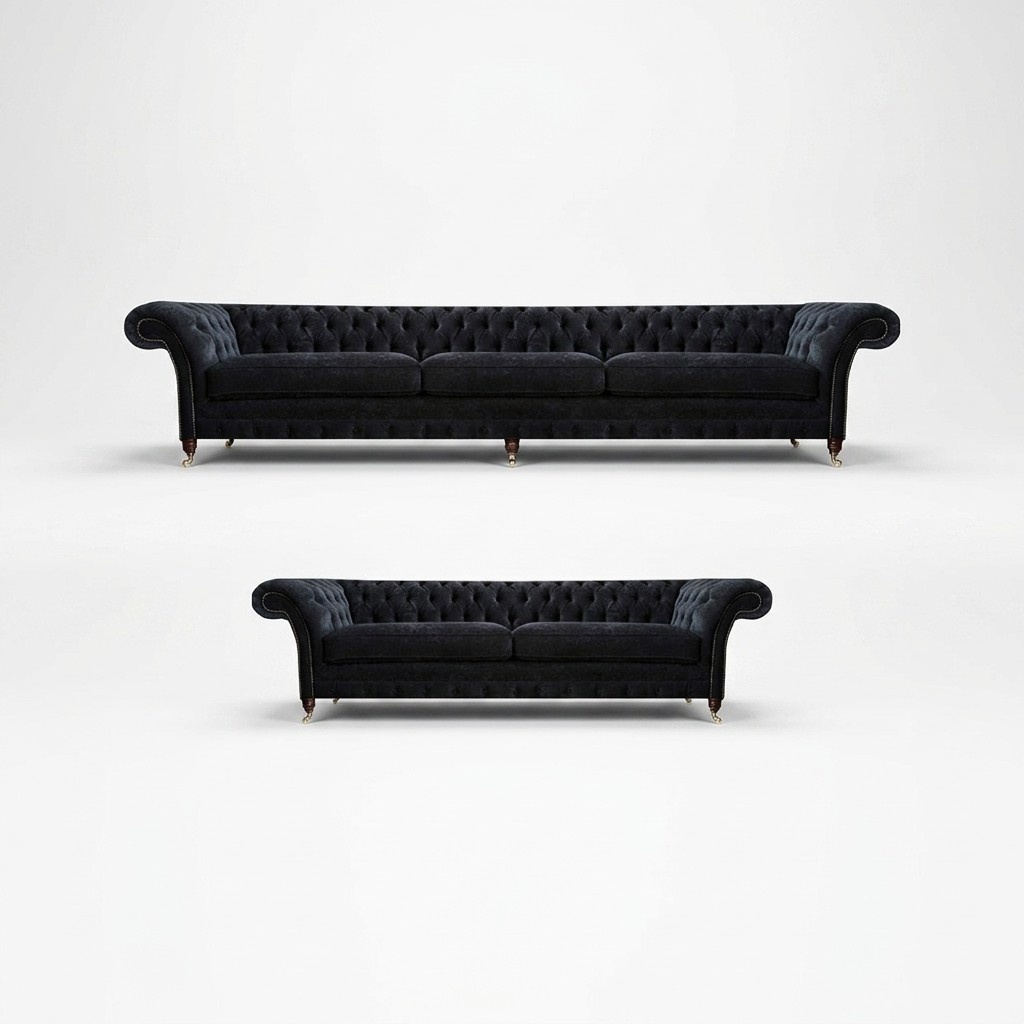 Schwarze Chesterfield Polstercouchen Designer Wohnzimmer Textil Sofas