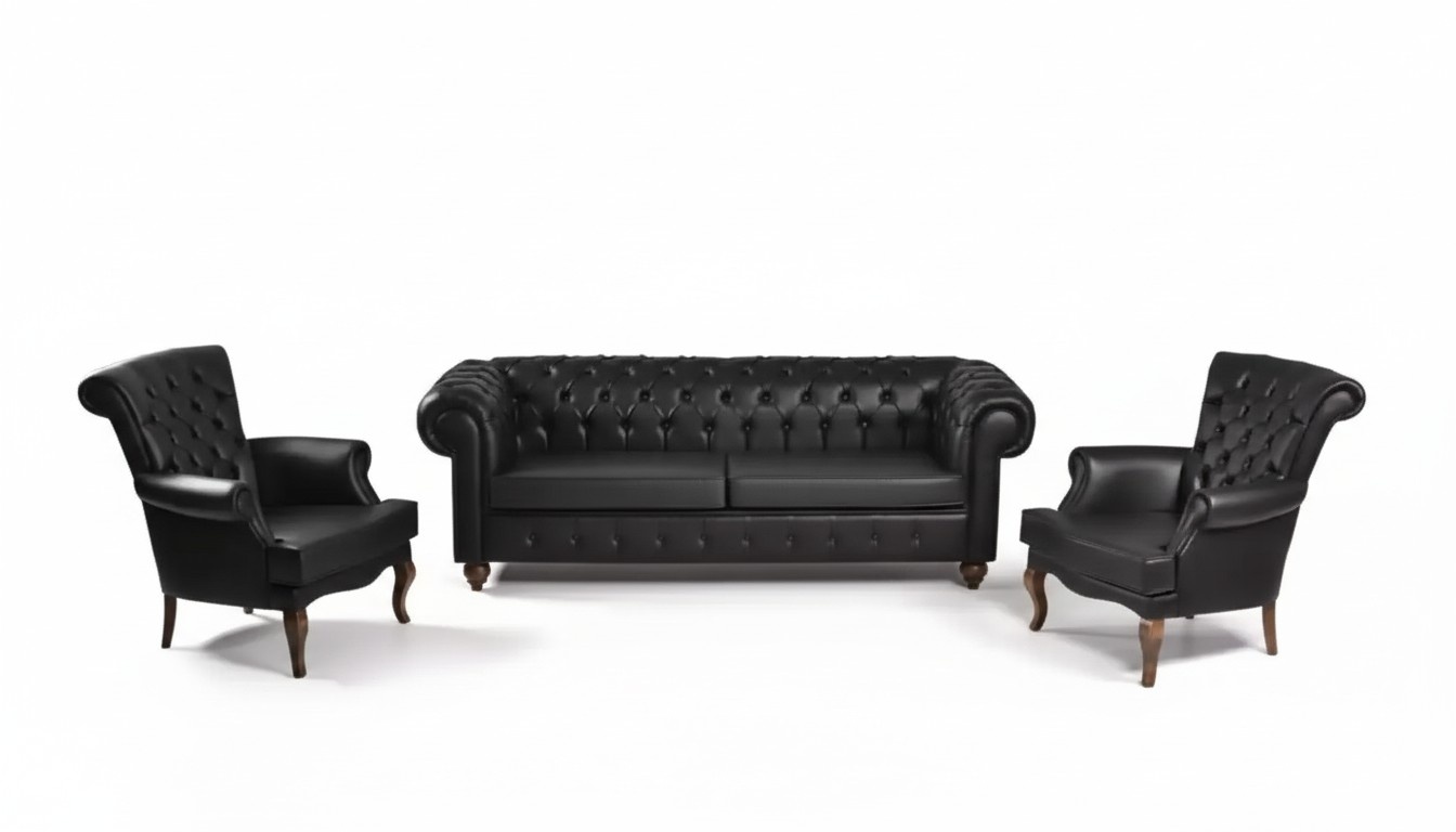 Schwarze Chesterfield Sofagarnitur Komplette Büroeinrichtung Moderne Möbel