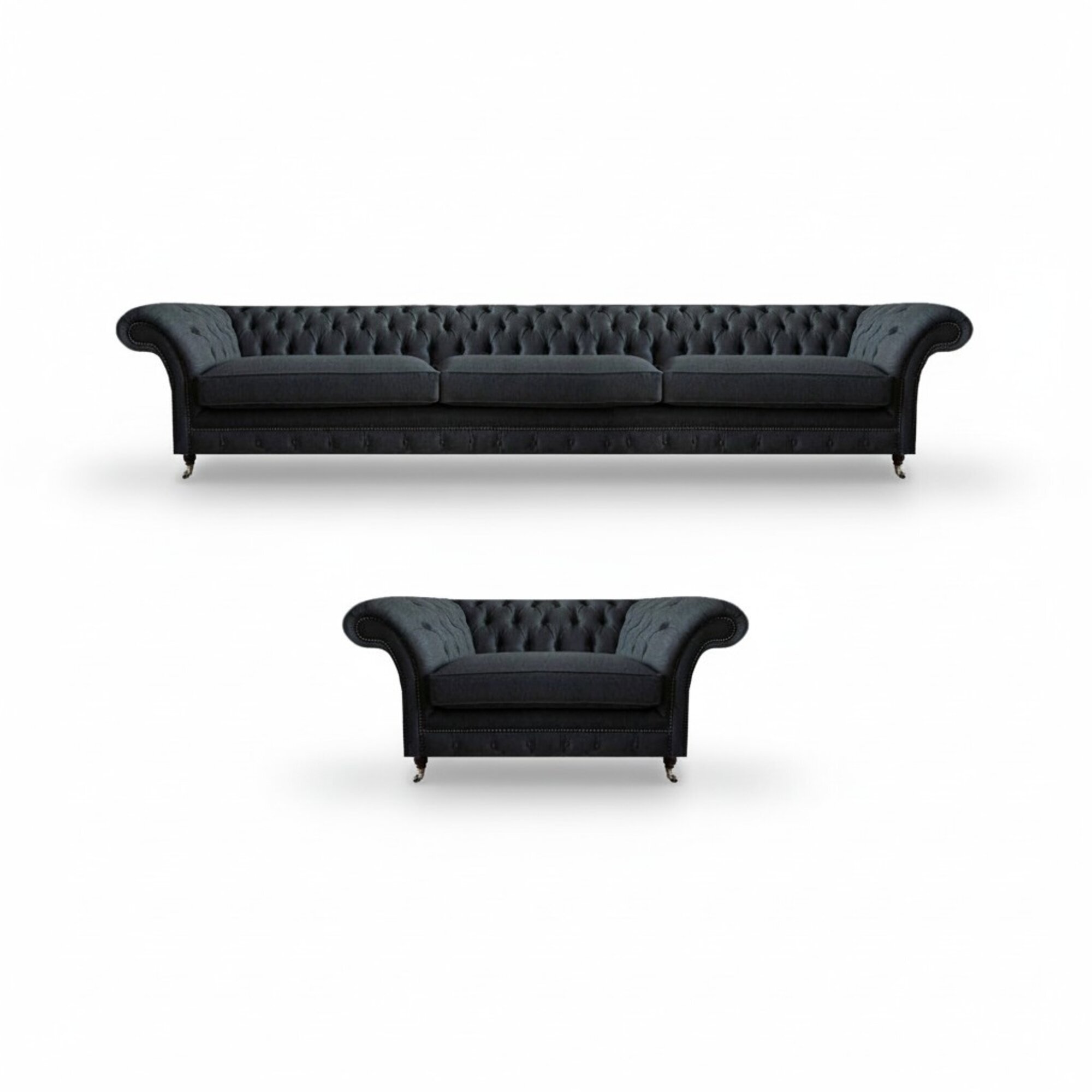 Schwarze Polster Chesterfield Garnitur Designer Sofas Moderne Couchen