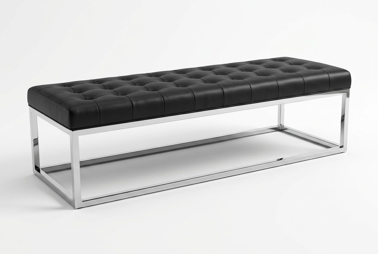 Schwarzer Holz-Hocker im eleganten Design für Wohnzimmer