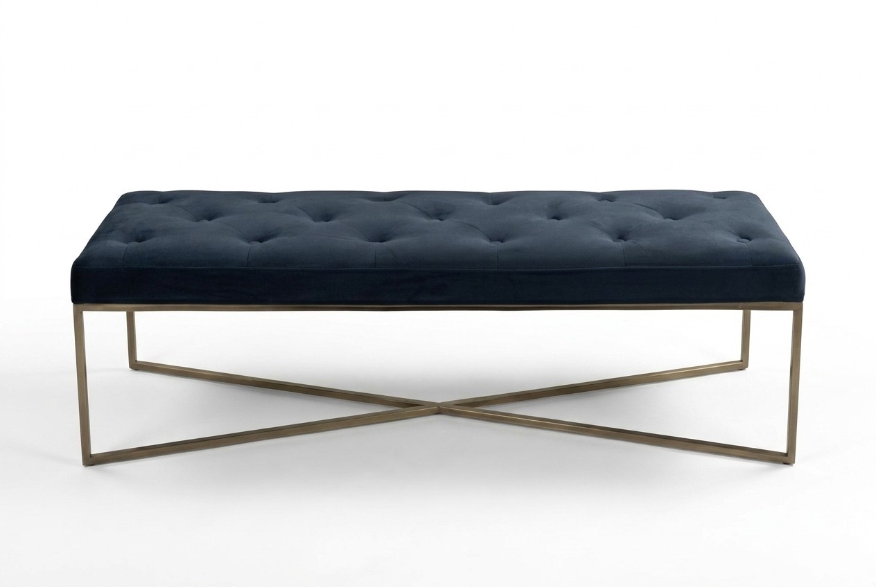 Schwarzer Holz-Textil Hocker modern, stilvoll, vielseitig