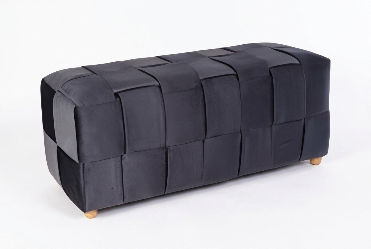 Schwarzer Holz-Textil Hocker im eleganten Design