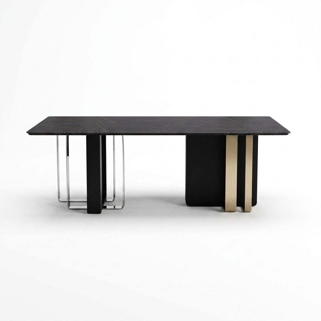 Schwarzer Holztisch für das Esszimmer, Stilvoller Esstisch 180x90