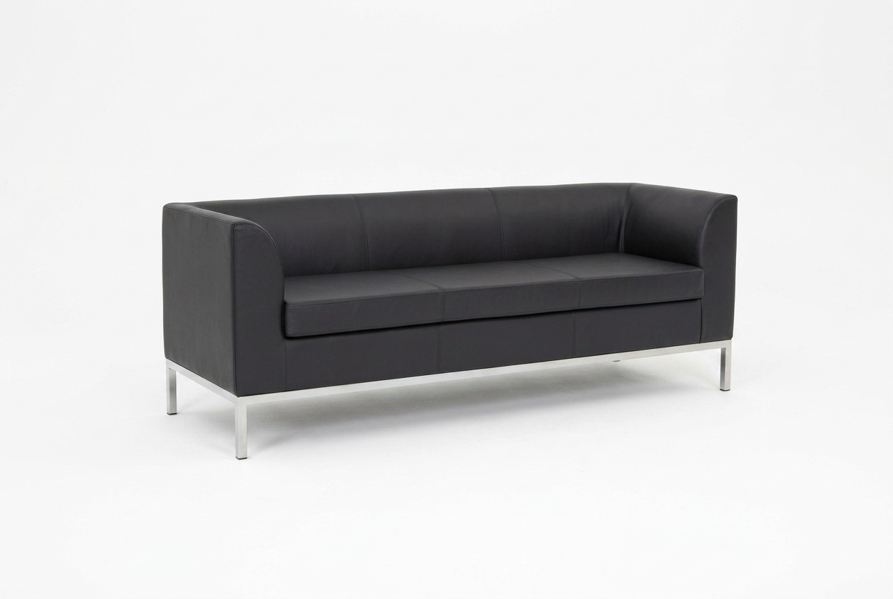 Schwarzer Polster Dreisitzer Luxus Möbel Arbeitszimmer Textilsofas