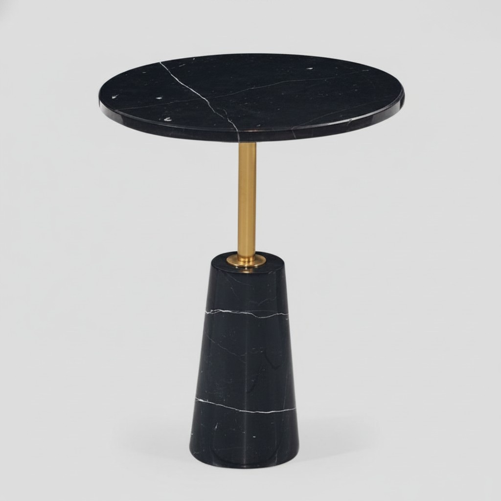 Schwarzer Runder Beistelltisch Designer Couchtisch Edelstahl Möbel Stil
