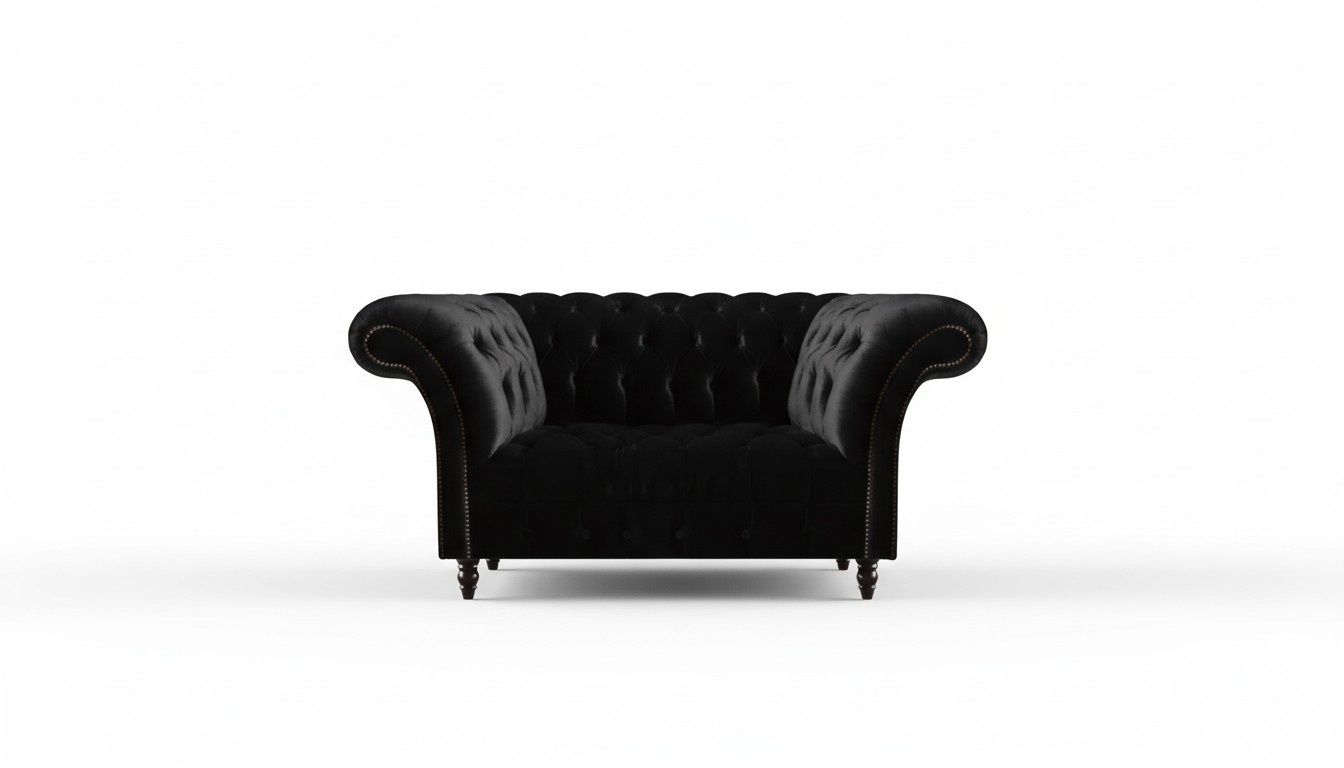 Schwarzes Chesterfield Luxus Sofa Wohnzimmer Zweisitzer Designer Möbel
