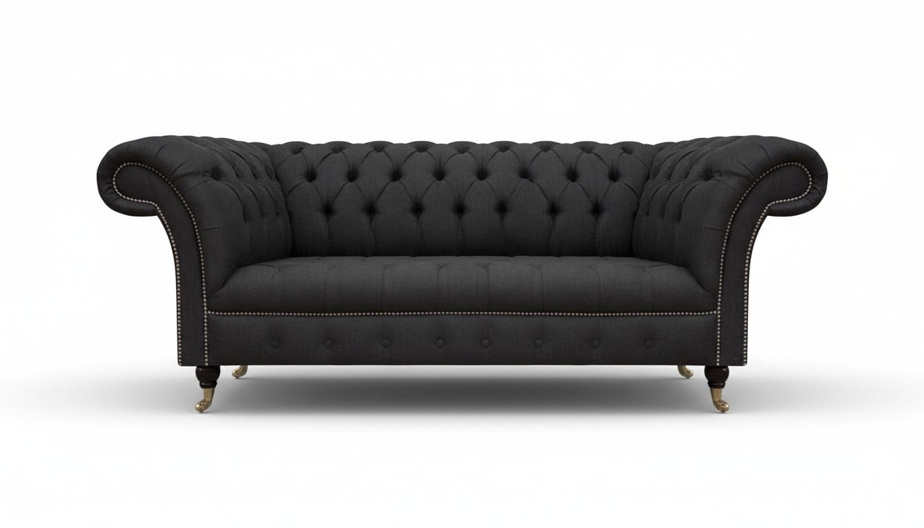 Schwarzes Chesterfield Sofa Designer Wohnzimmer Edle Couch 3-Sitzer
