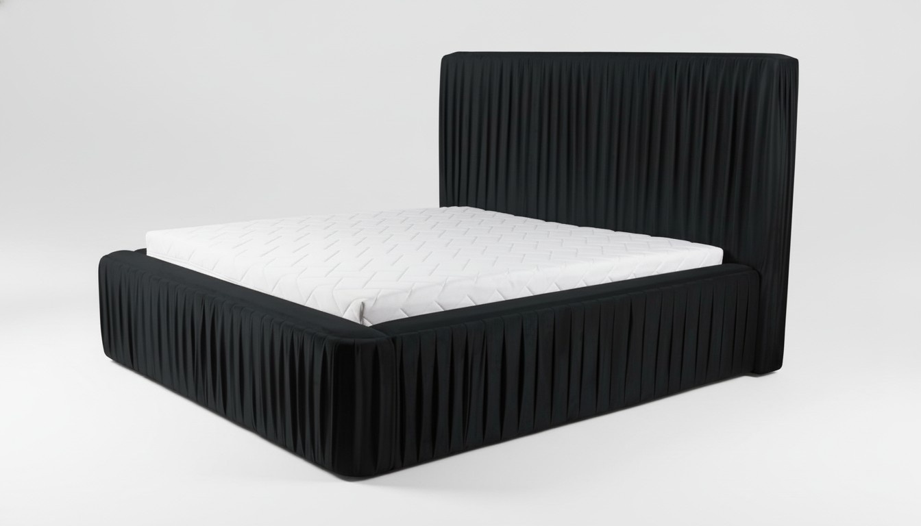 Schwarzes Doppelschlafzimmer Holzmöbel Design elegant Stoff klassische Möbelneu-