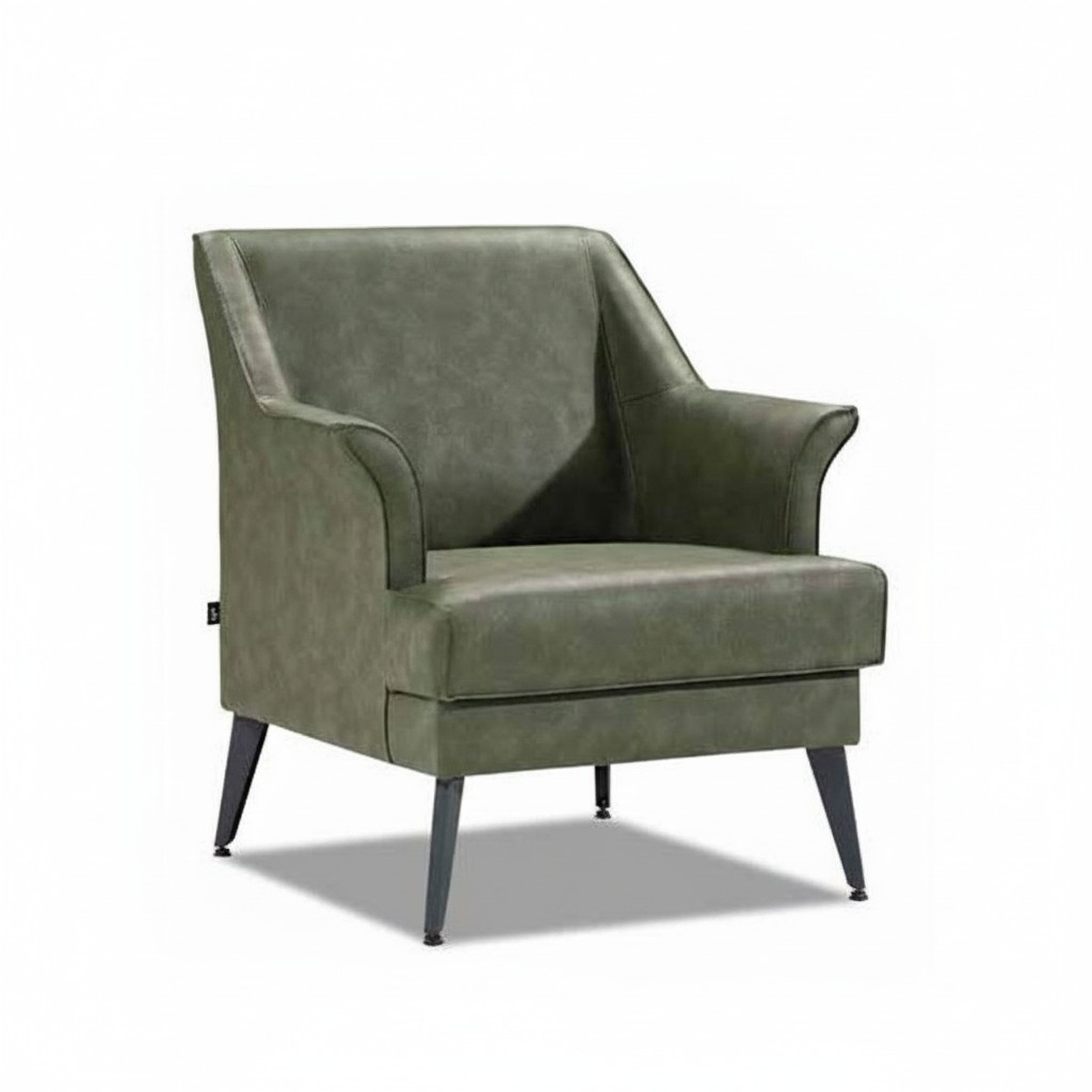 Sessel 1 Sitzer Wohnzimmer Moderne Design Möbel Grün Lounge Club Leder
