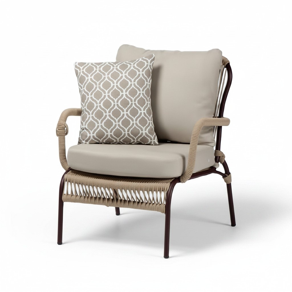 Sessel Beige Elegantes Hochwertig Terrasse Design Möbel Modern Sessel luxuriöse