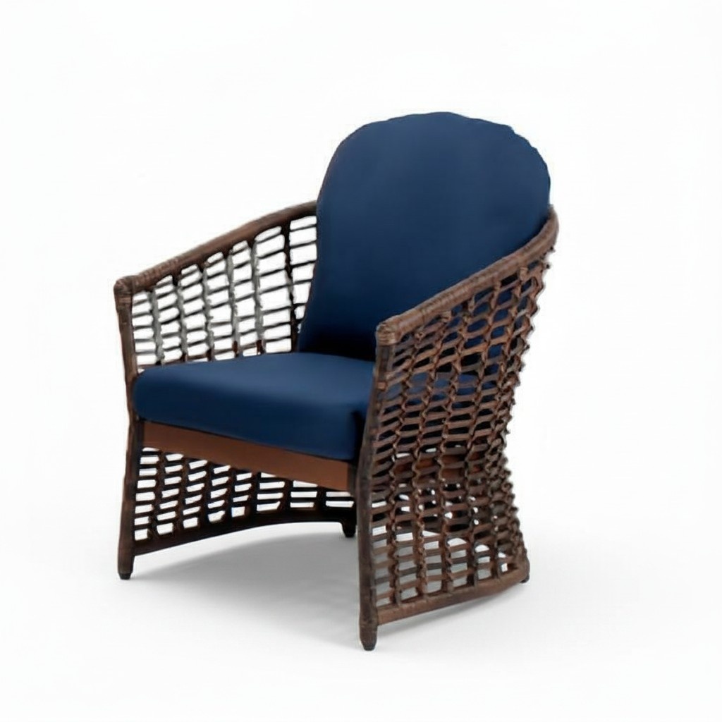 Sessel Blau Design Elegantes Möbel Modern 1 Sitzer Sessel Rattan stilvoll