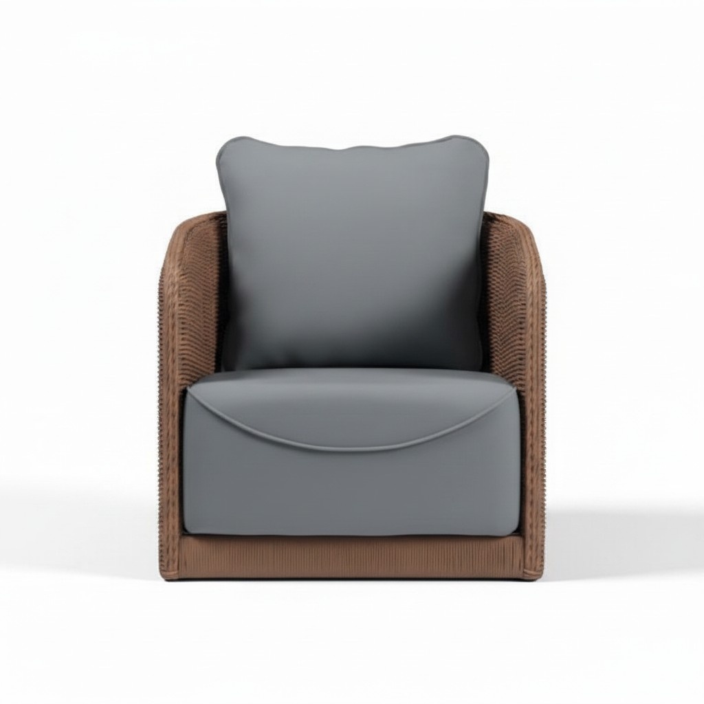 Sessel Braun Terrasse Design Elegantes Möbel Modern 1 Sitzer Sessel stilvolle