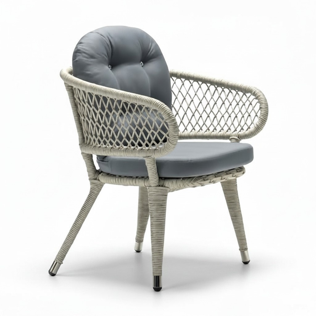 Sessel Chesterfield Grau Rattan Luxuriöser moderner Terrassen stilvolle Möbel
