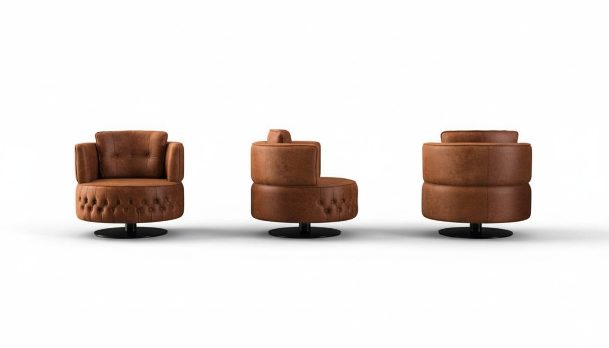 Sessel Chesterfield Ohrensessel Kunstleder Wohnzimmer Polyester Braun