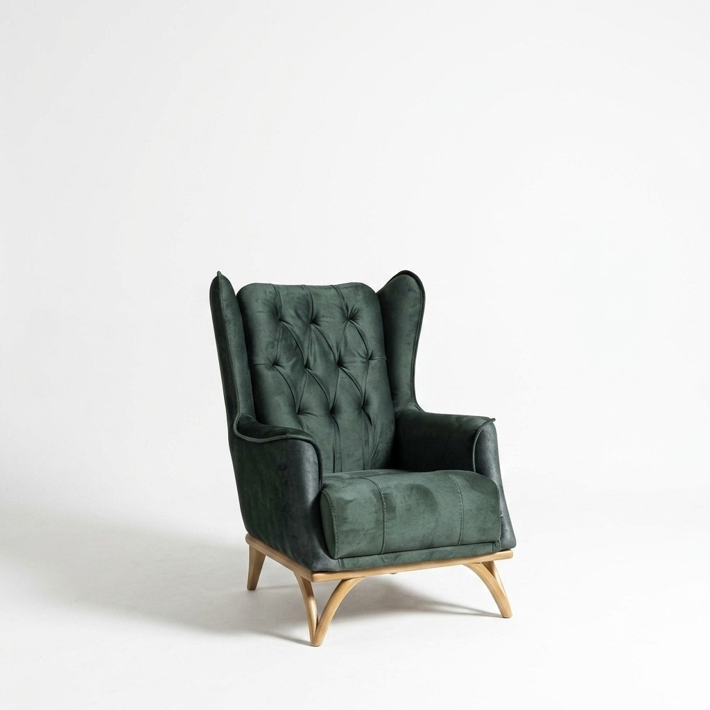 Sessel Design Couch Sofa Sitzer Grün Textil Lounge Polster Luxus Sitz Relax