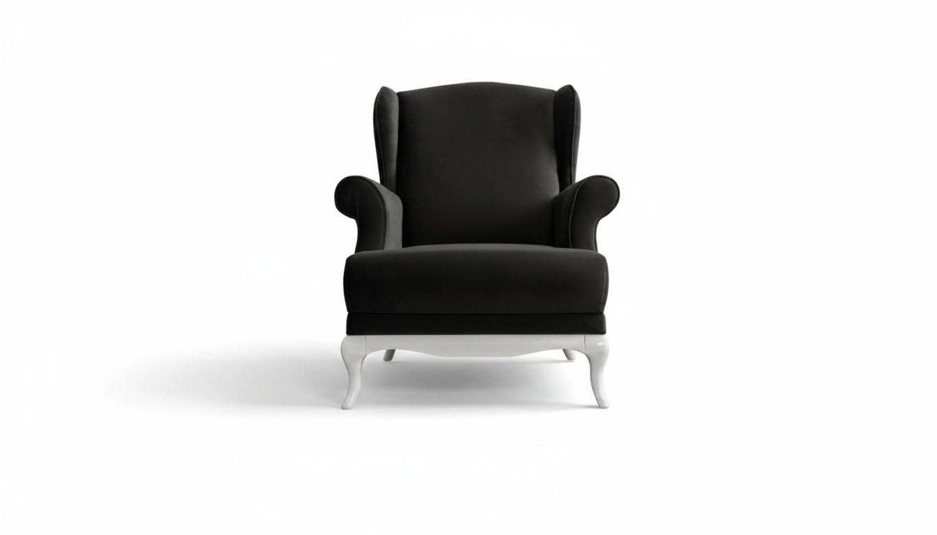 Sessel Einsitzer Stoff Wohnzimmer Klassischе Schwarz Polster Sitzer