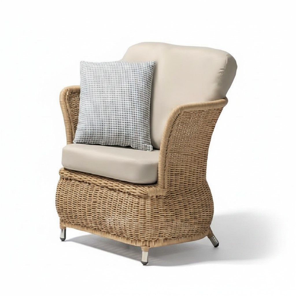 Sessel Luxus Beige Design Couch Sofa Relax Hochwertig Rattan Polster Sitzer