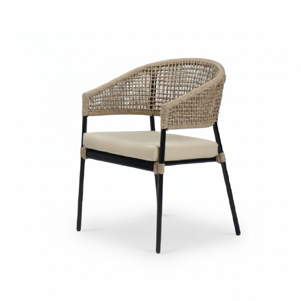Sessel Modern Design Couch Sofa Beige Hochwertig Rattan Polster Sitzer Luxus