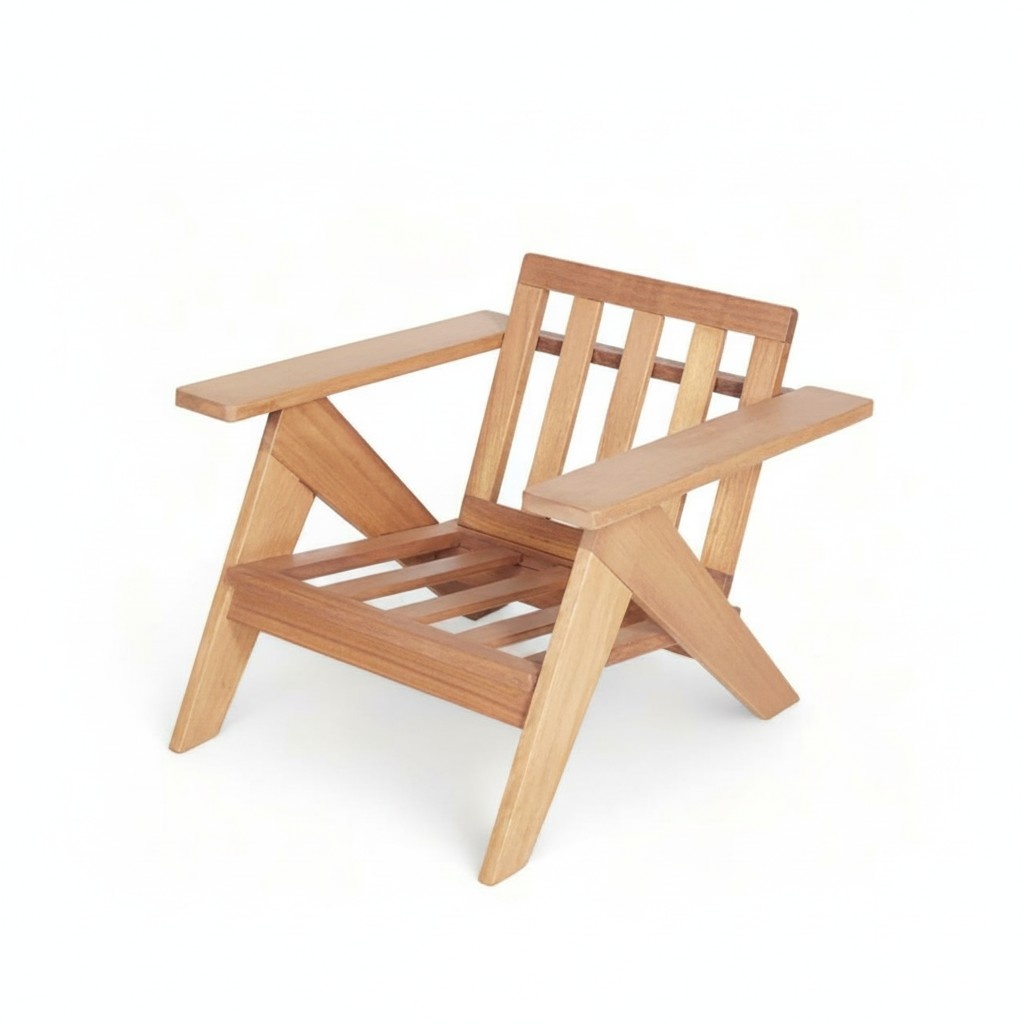 Bequemer Naturholz Relaxstuhl für Balkon & Garten