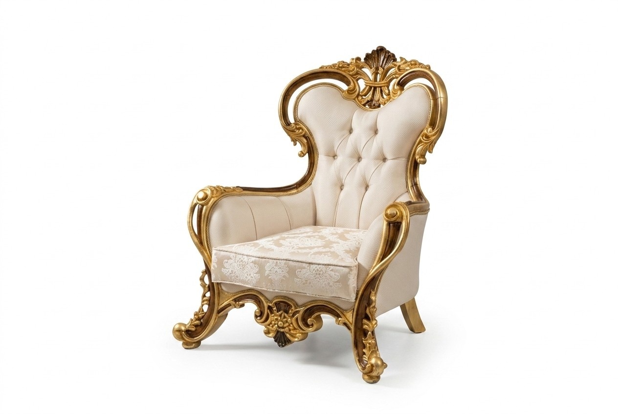 Sessel Ohrensessel Luxus Stoff Sitz Sitzer Design Polster Barock Textil Barock