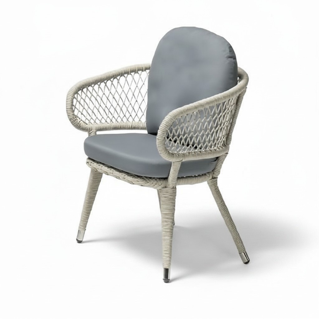 Sessel Rattan Grau Luxuriöser moderner Terrassen hochwertiger stilvolle Möbel