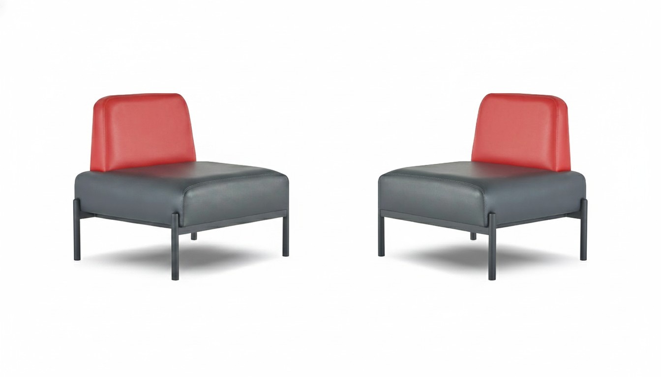 Sessel Schwarz Rot Lehnsessel Art Deco Leder Edelstahl Flur Diele Büro