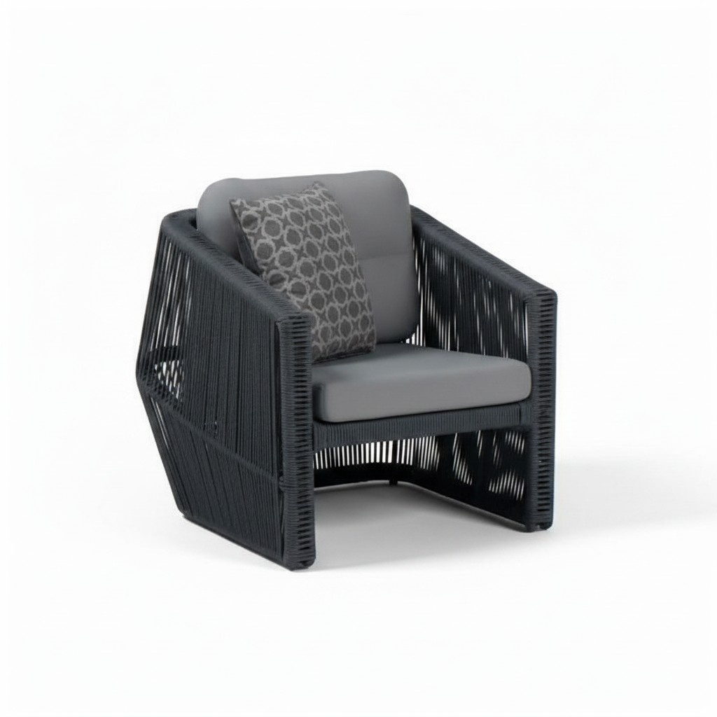 Sessel Schwarz Terrasse Design Elegantes Möbel Modern 1 Sitzer Luxus Sessel